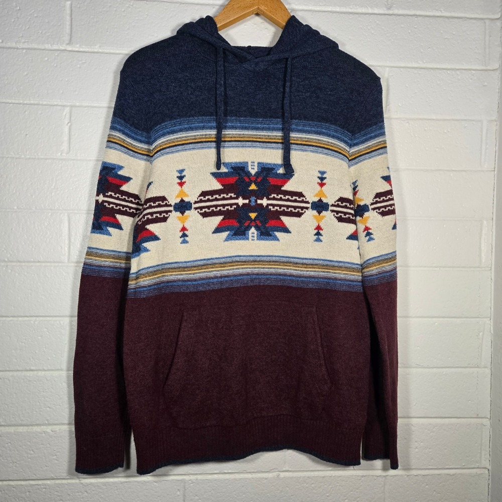 American Eagle Aztec Knit‎ Hoodie Southwestern Pullover Sweater Large